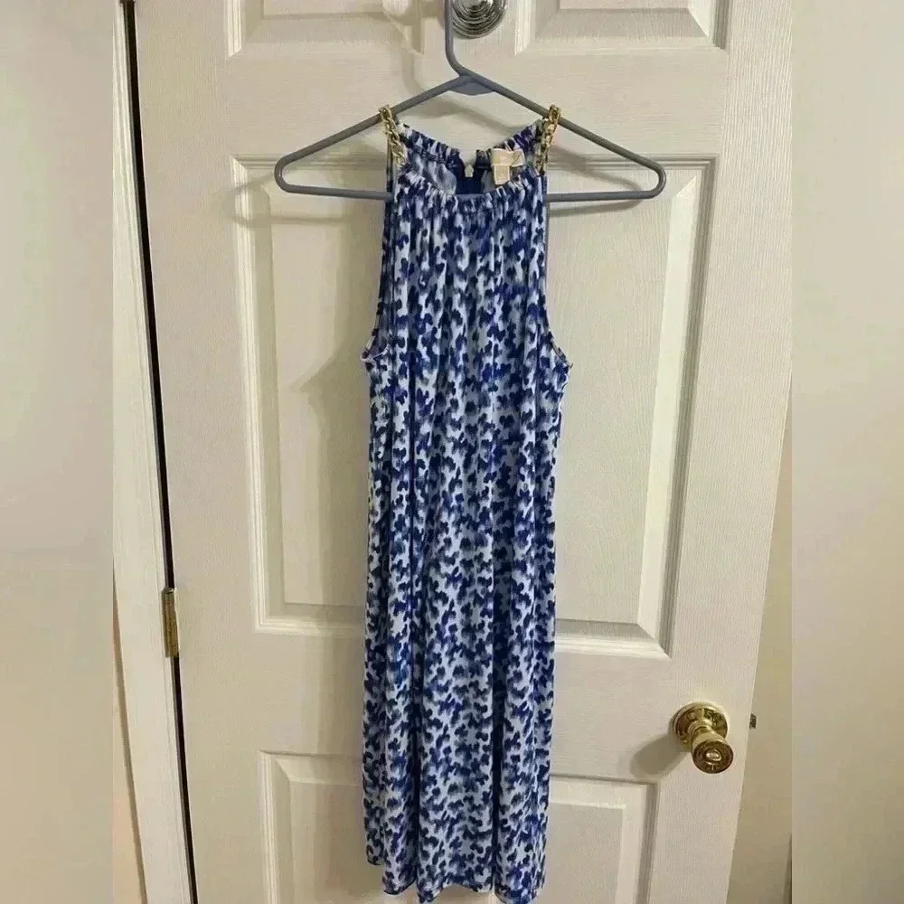 Stunning Michael Michael Kors Chain Halter Dress in Twilight Blue Size S - Picture 5 of 7